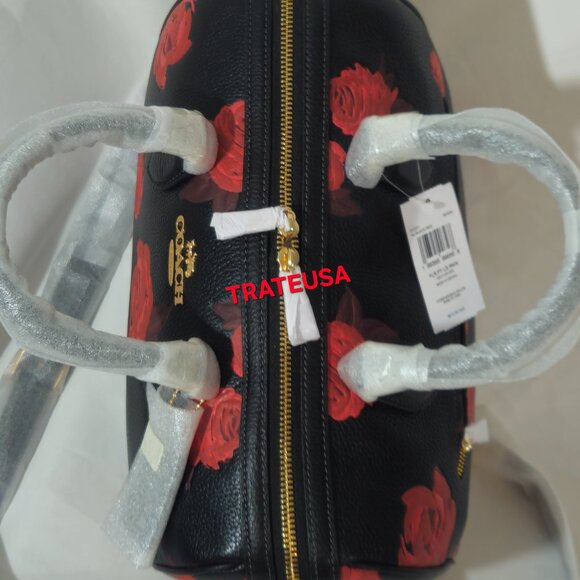 Rowan Large Satchel Bag With Floral Print CCE27 Black Red Packed - Picture 13 of 16